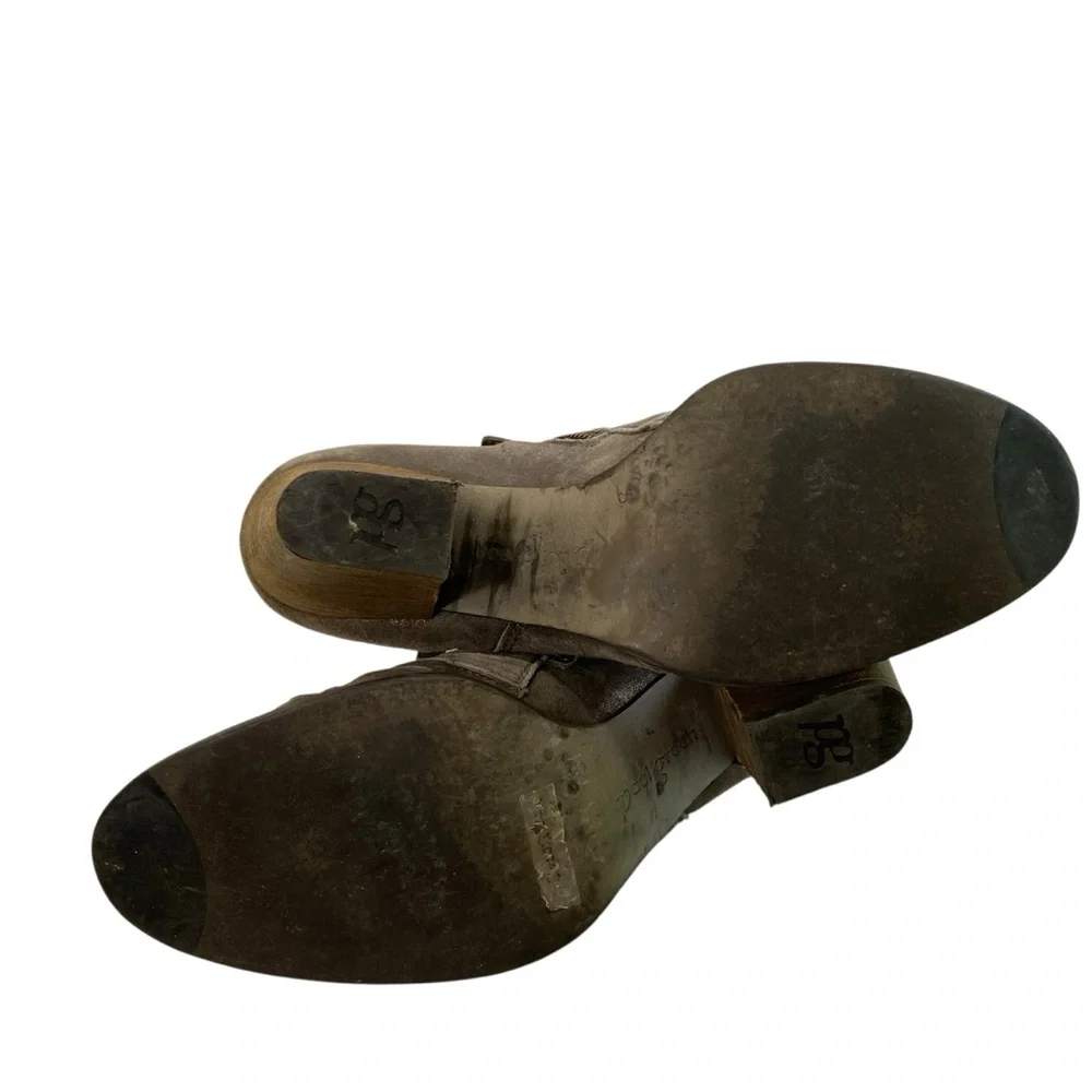Paul Green Malibu Sliced Chunky Nobuck Leather Ankle‎ Bootie 5 Metallic Taupe